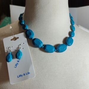Lilly And Lib Blue Necklace and Earring Set